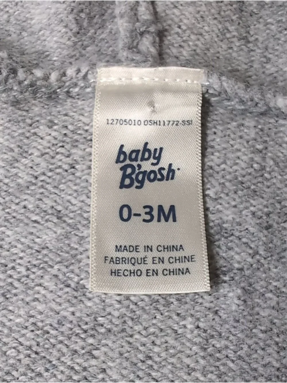 Baby Bgosh Gray Fair Isle Knit Hooded Cardigan Sweater Boys Size 0-3M Unisex